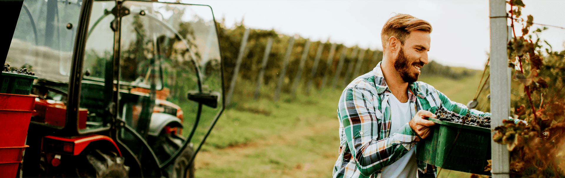 Farmer working in field & happy with the farm loan support from National Ag